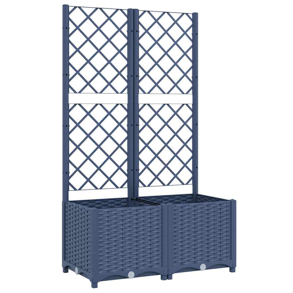 Vaso de jardim com treliça azul-acinzentado 80x40x136 cm PP