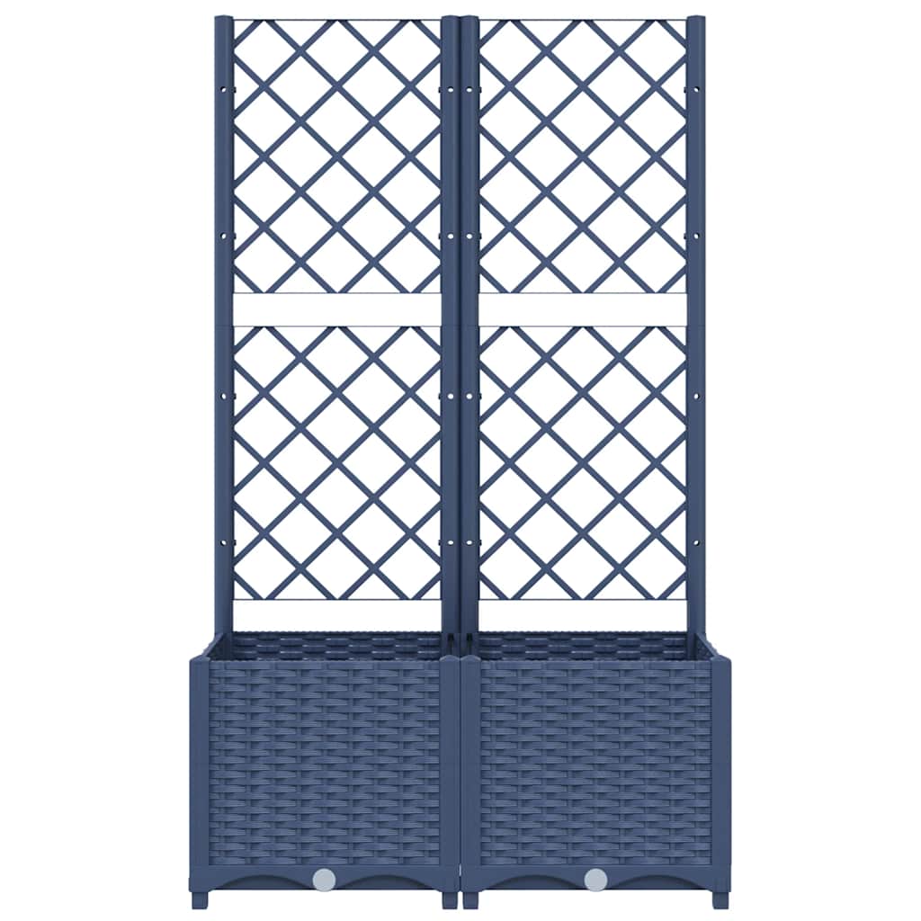 Vaso de jardim com treliça azul-acinzentado 80x40x136 cm PP