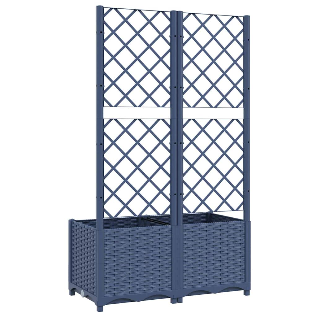 Vaso de jardim com treliça azul-acinzentado 80x40x136 cm PP