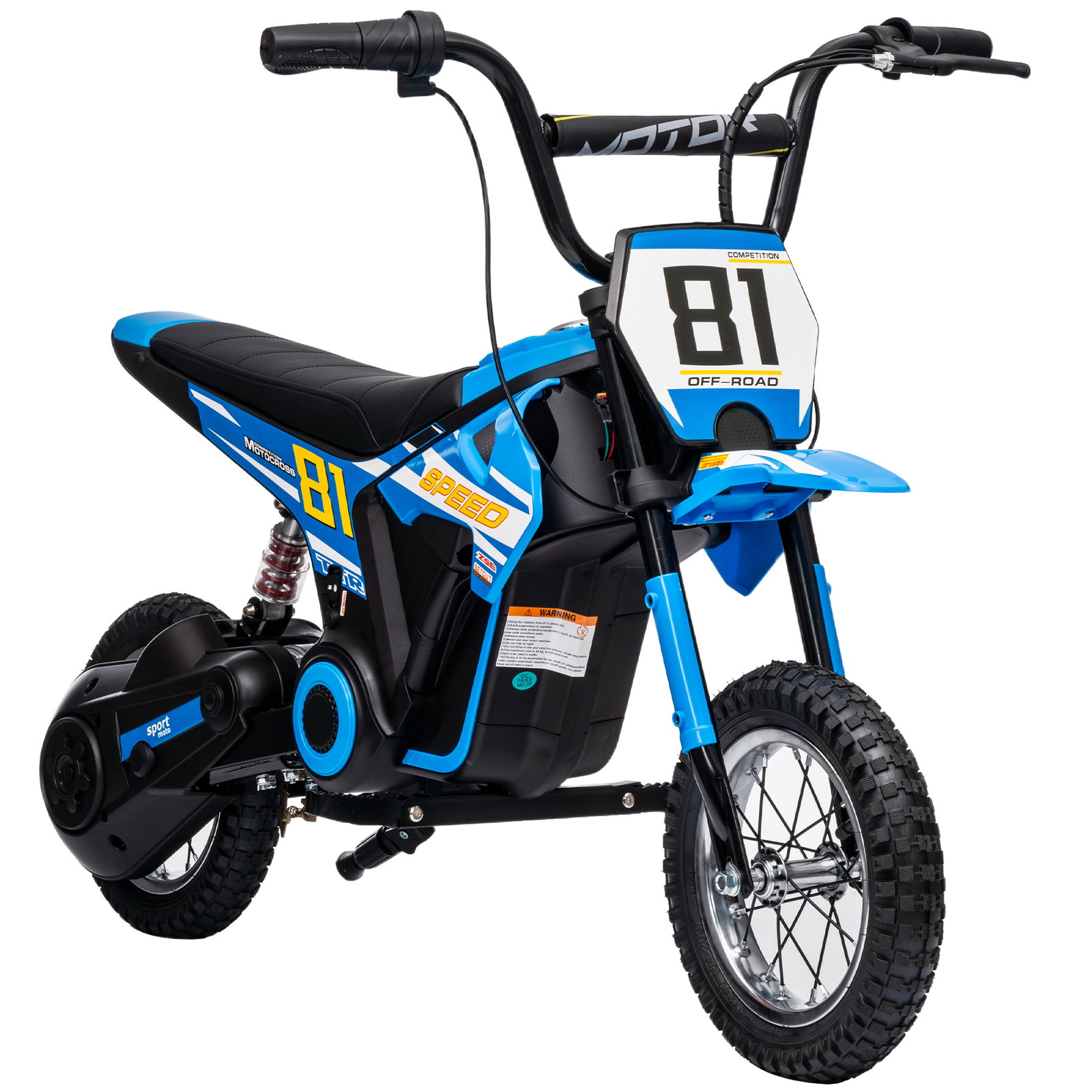 Mota elétrica para crianças 24v com motor 250w velocidade de 6-16km/h rodas de 30,5 cm para crianças de 8-12 anos azul