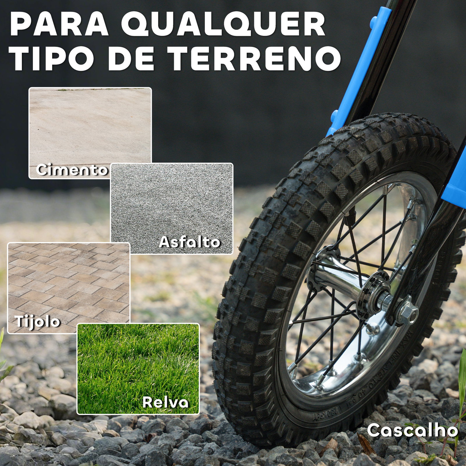 Mota elétrica para crianças 24v com motor 250w velocidade de 6-16km/h rodas de 30,5 cm para crianças de 8-12 anos azul