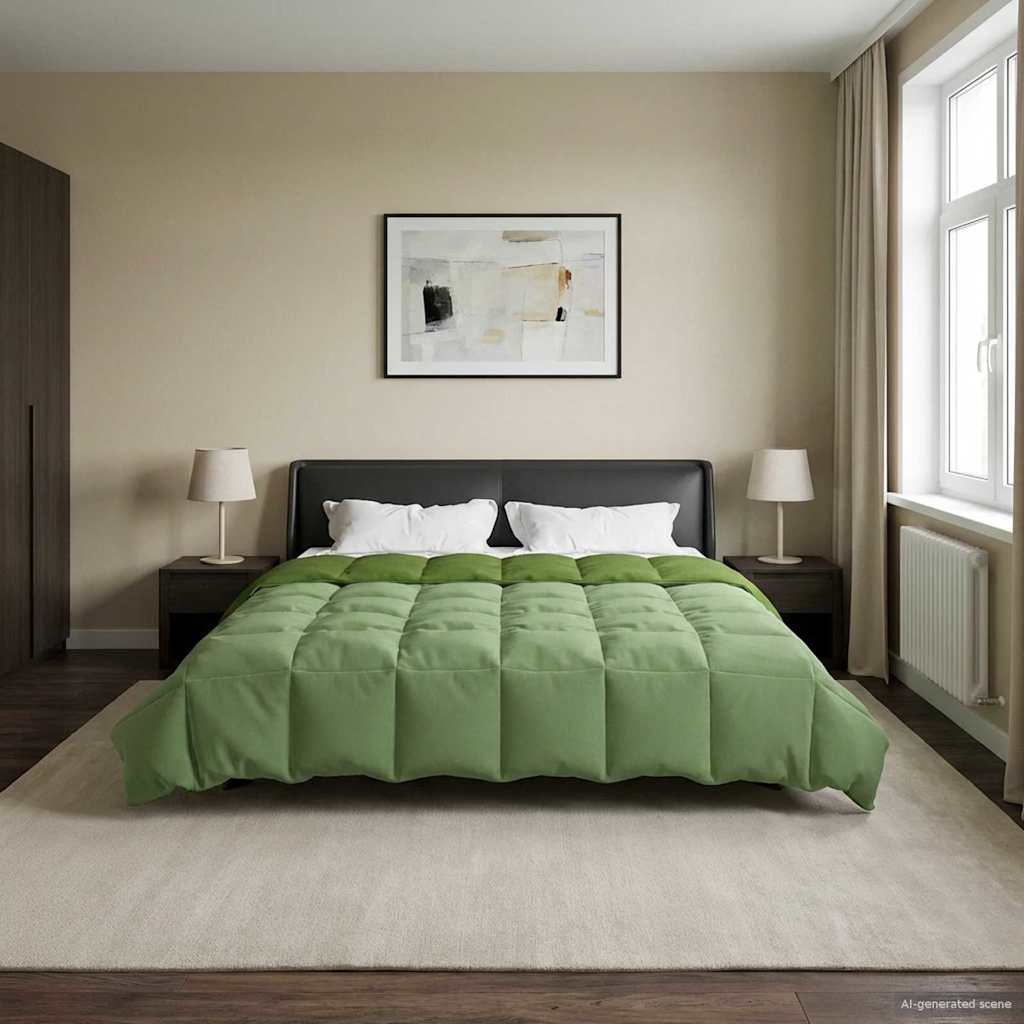 Duvet de ano inteiro colchonete verde 200 x 200 cm microfibra