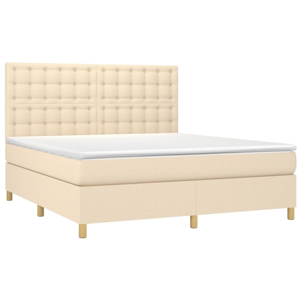 Cama com molas/colchão 160x200 cm tecido cor creme