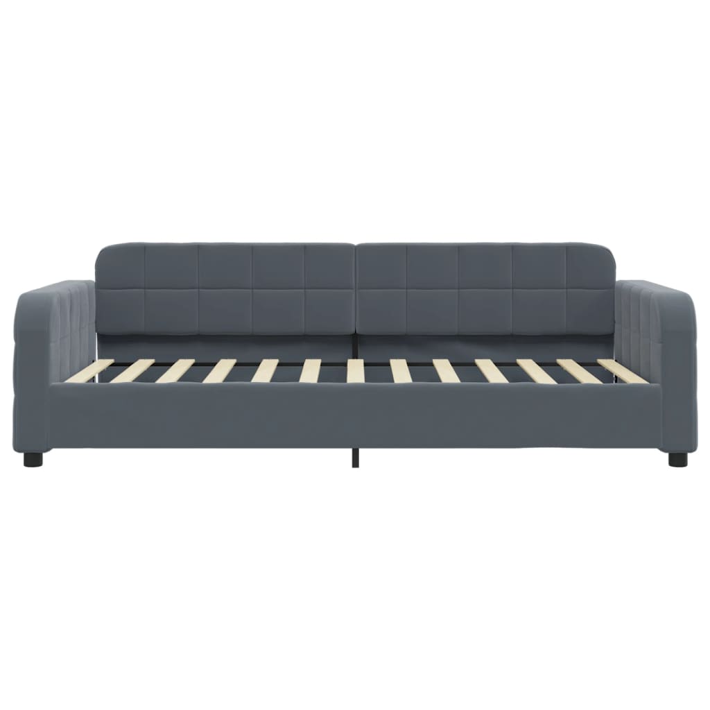 Sofá-cama com colchão 90x200 cm veludo cinzento-escuro