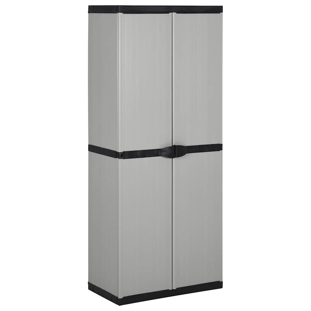 Armário arrumação jardim 3 prateleiras 68x40x168cm cinza/preto