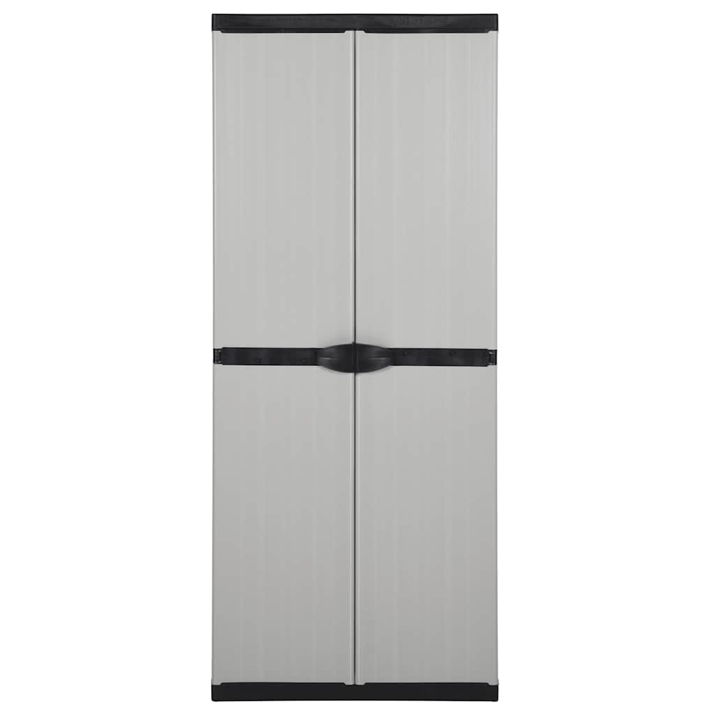 Armário arrumação jardim 3 prateleiras 68x40x168cm cinza/preto