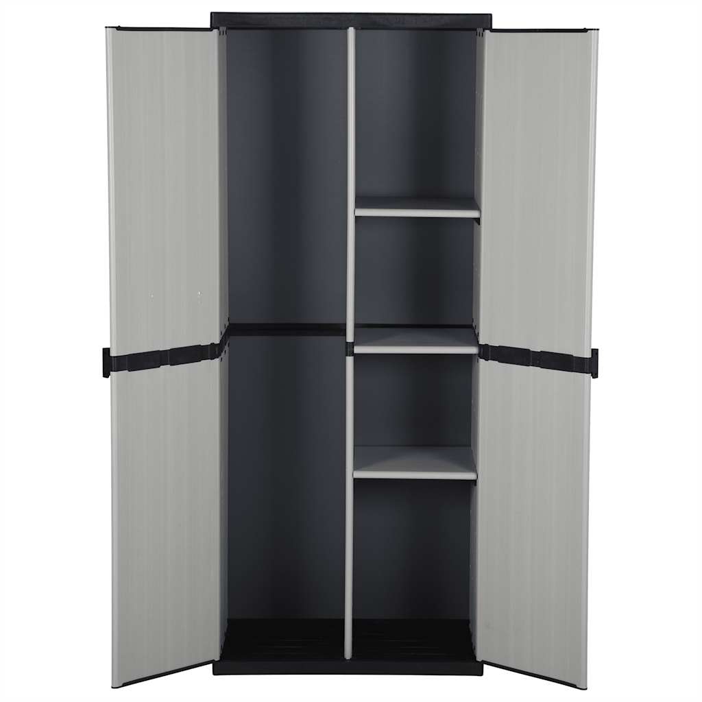 Armário arrumação jardim 3 prateleiras 68x40x168cm cinza/preto