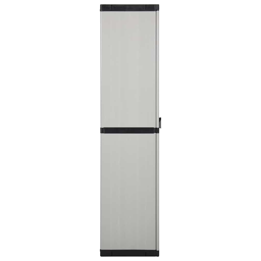 Armário arrumação jardim 3 prateleiras 68x40x168cm cinza/preto