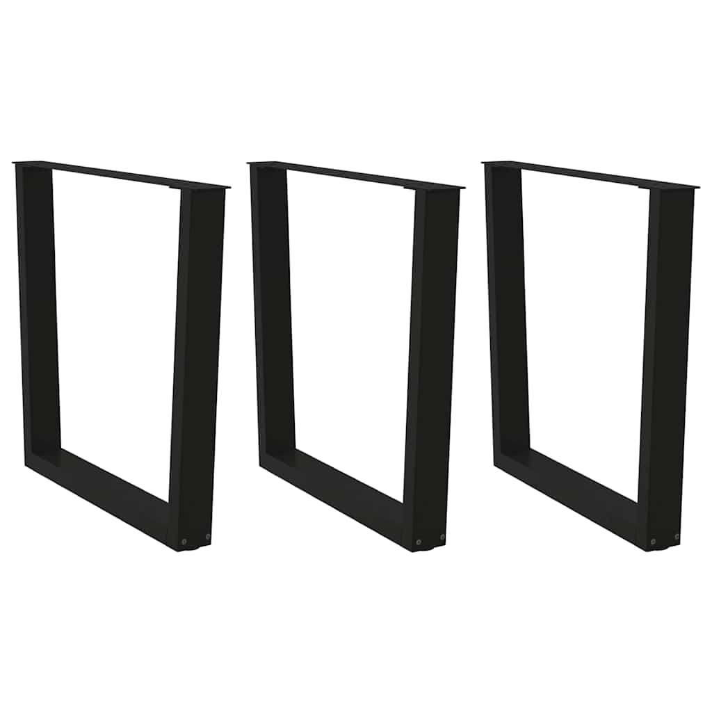 Pernas para mesa de jantar em v 3 peças, preto, 90x(72-73,3) cm, aço