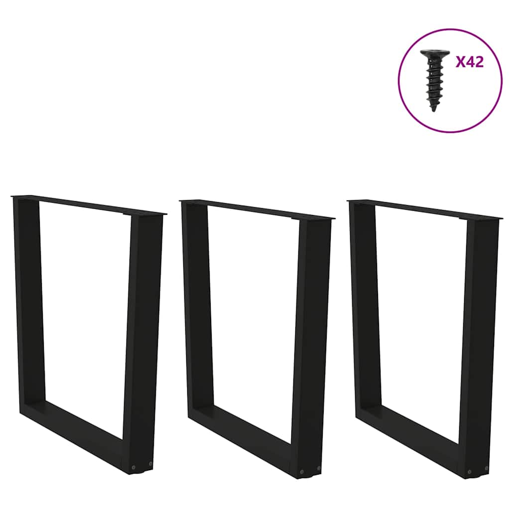Pernas para mesa de jantar em v 3 peças, preto, 90x(72-73,3) cm, aço