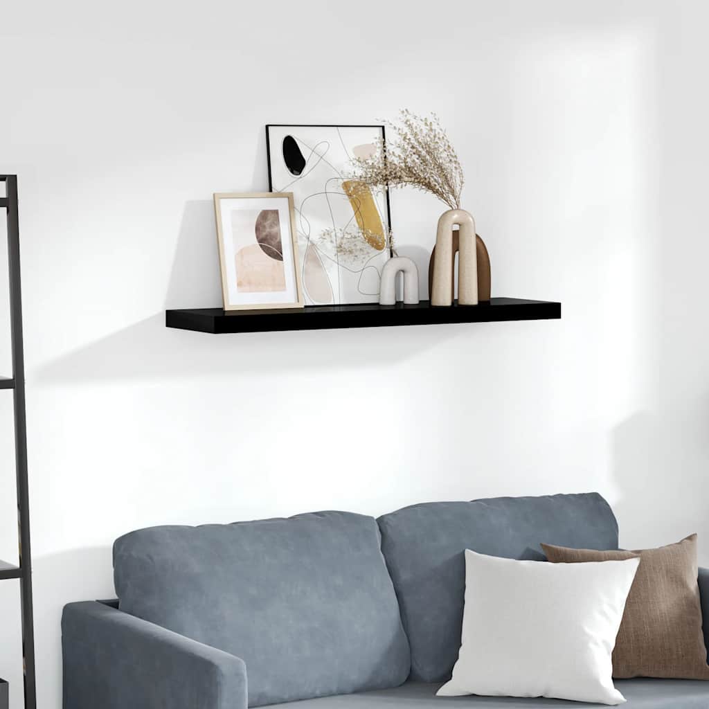 Prateleira de parede suspensa 90x23,5x3,8 cm MDF preto
