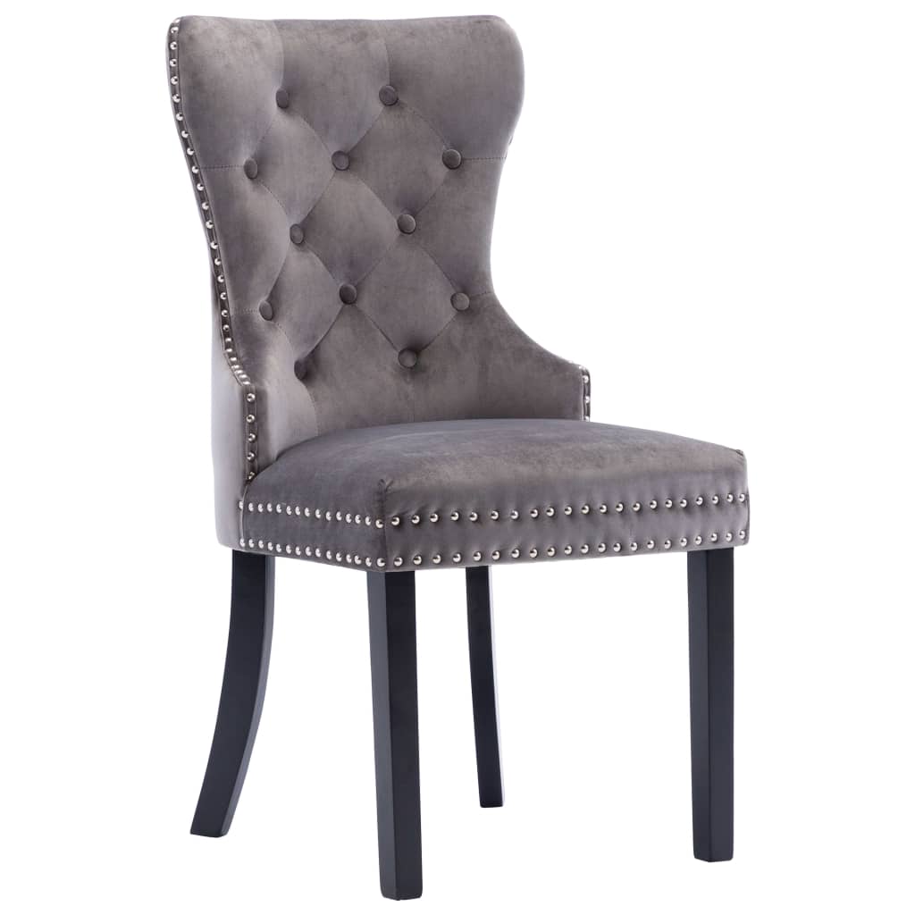Cadeiras de jantar 2 pcs veludo cinzento