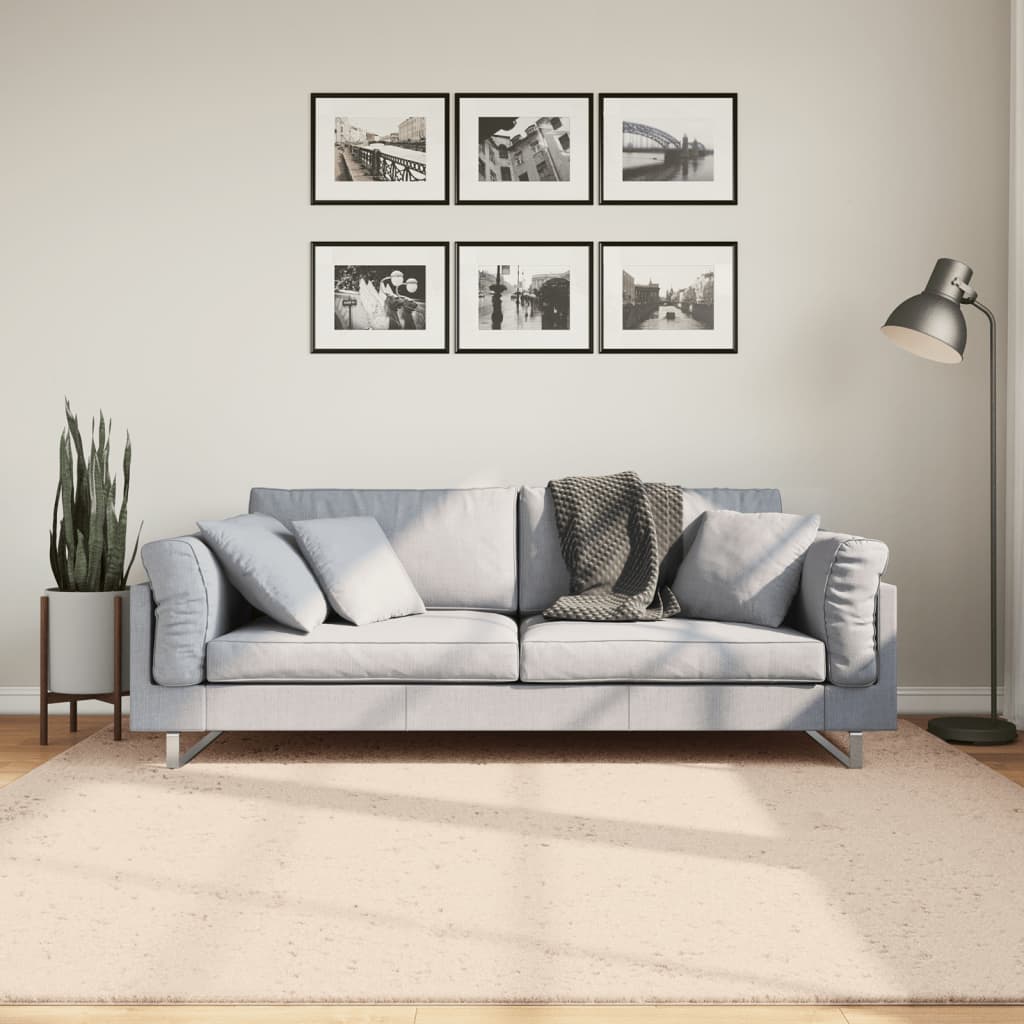 Tapete pelo curto macio e lavável huarte 200x200 cm bege