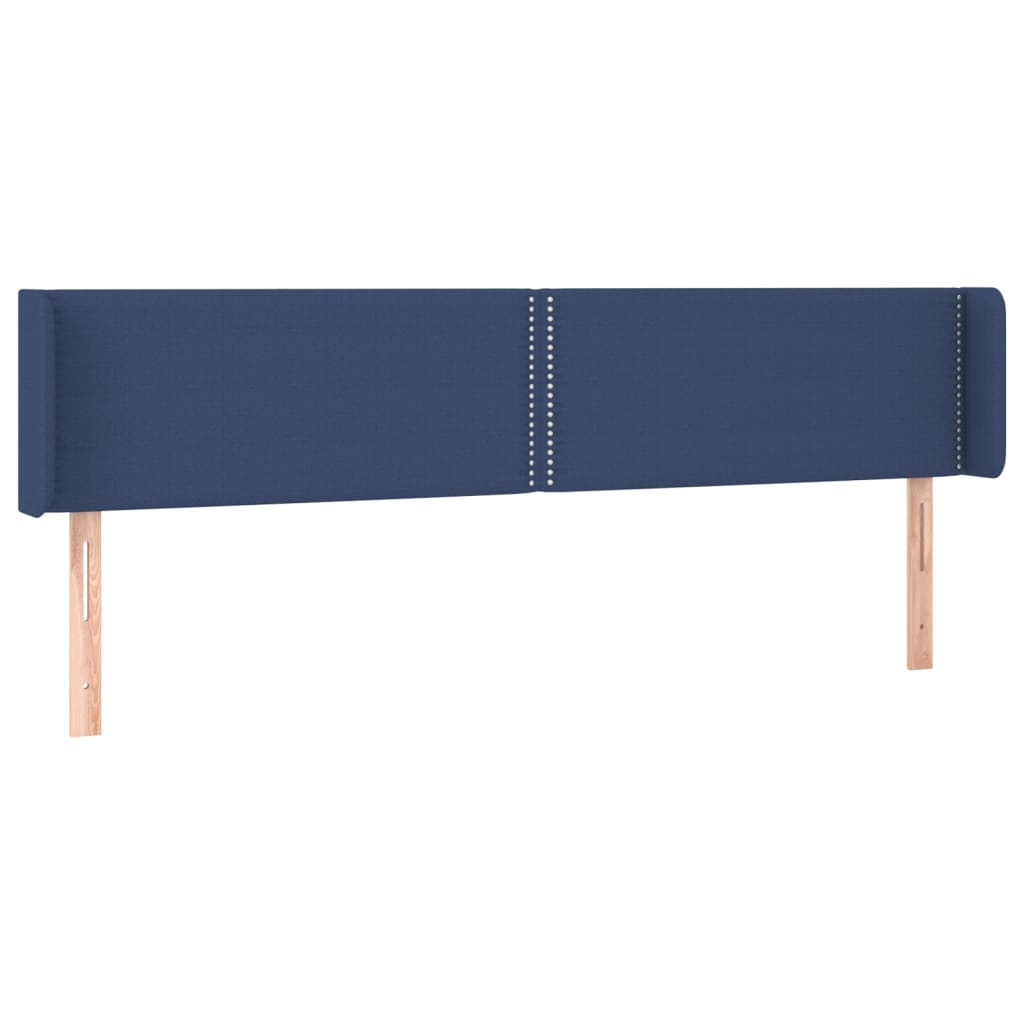 Cabeceira de cama c/ luzes LED tecido 203x16x78/88 cm azul