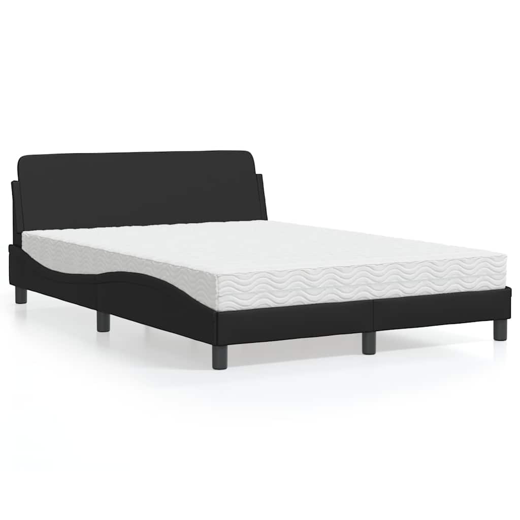 Cama com colchão dover 140x200 cm couro artificial preto