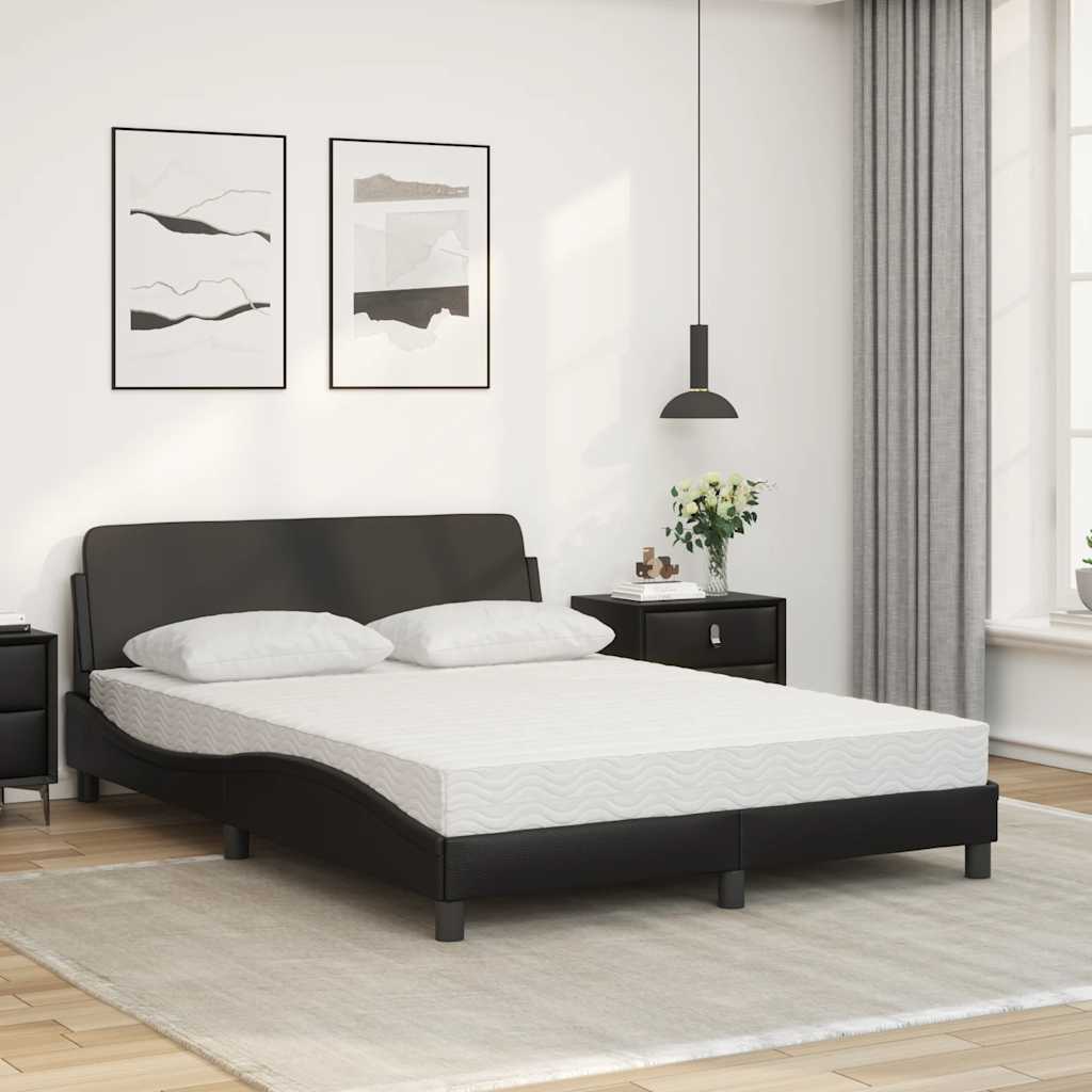 Cama com colchão dover 140x200 cm couro artificial preto
