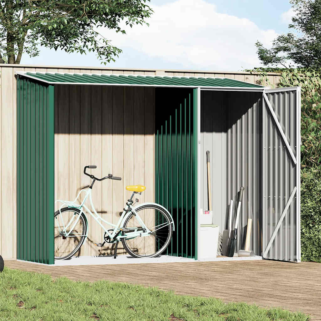 Abrigo de lenha para jardim 245x98x159 cm aço galvanizado verde