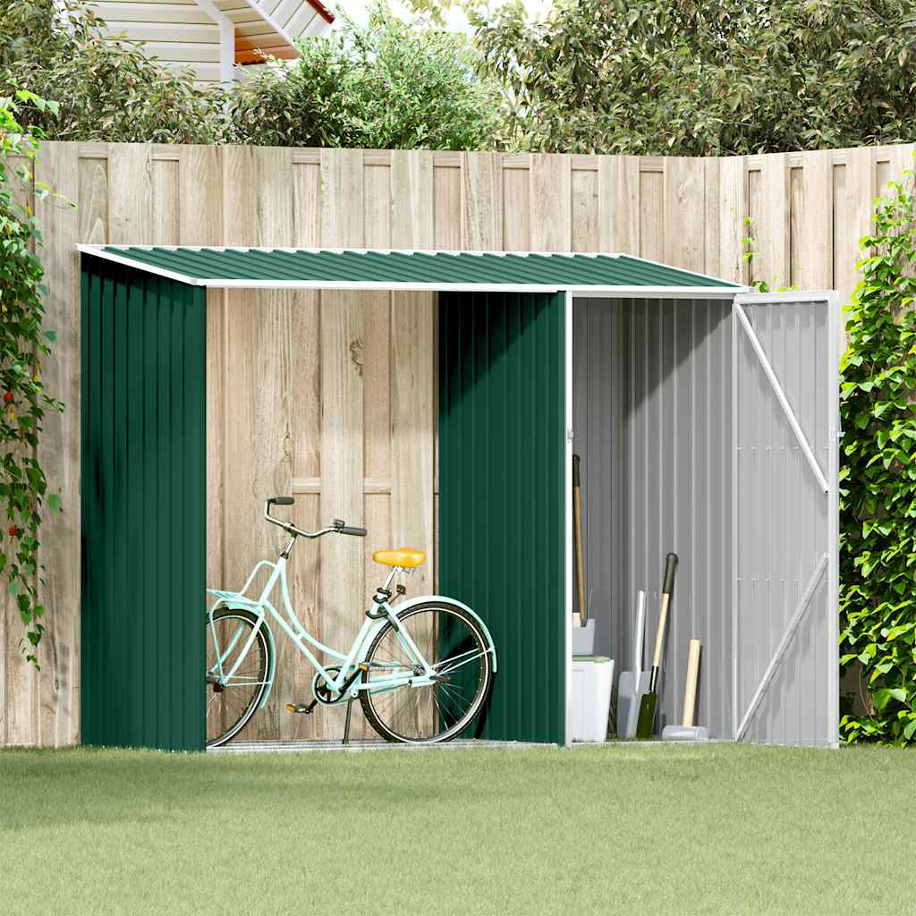 Abrigo de lenha para jardim 245x98x159 cm aço galvanizado verde