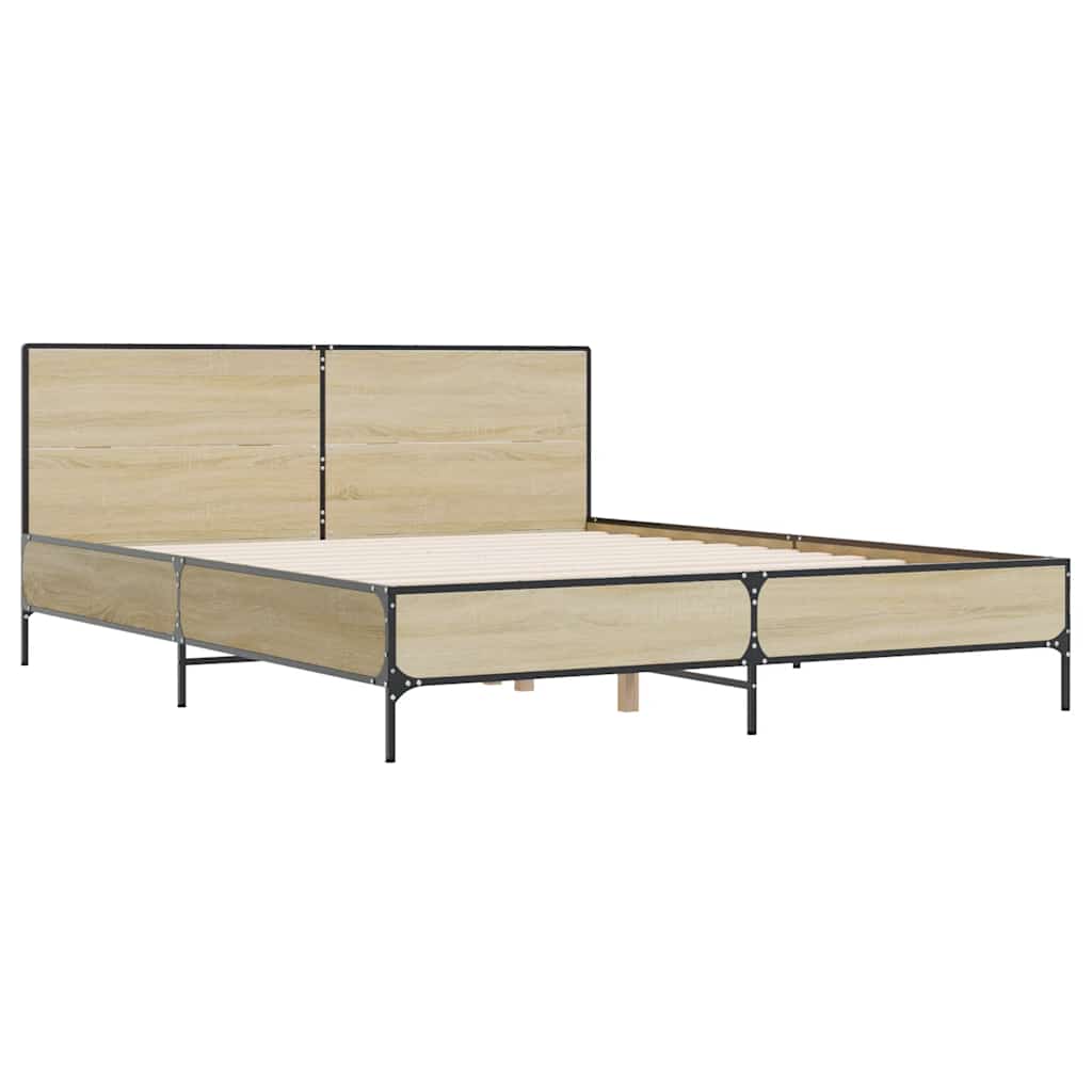 Estrutura de cama 140x190 cm derivados madeira/metal