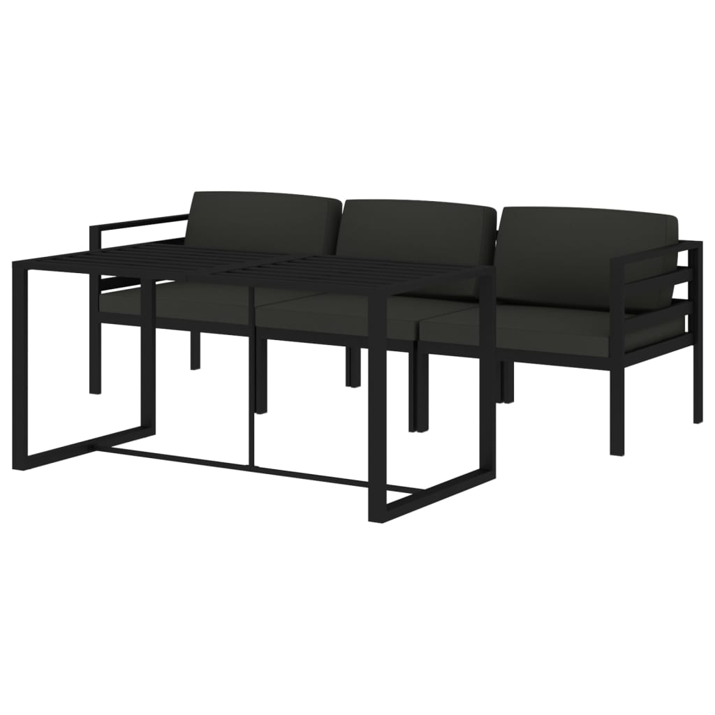 4 Pcs conjunto lounge jardim com almofadões alumínio antracite