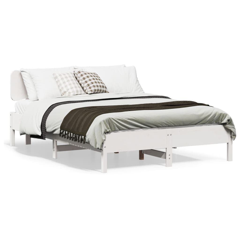 Cama sem colchão 135x190 cm madeira de pinho maciça branco