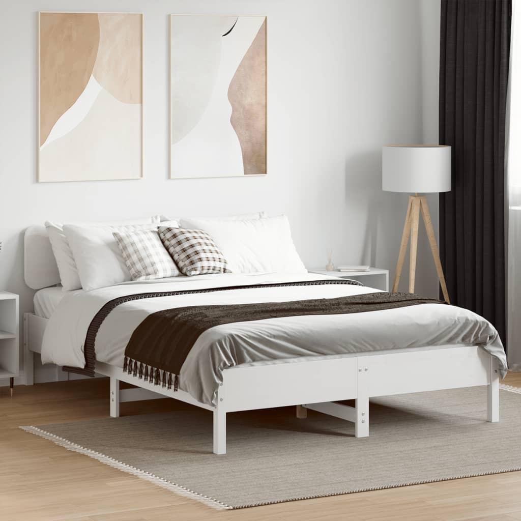 Cama sem colchão 135x190 cm madeira de pinho maciça branco