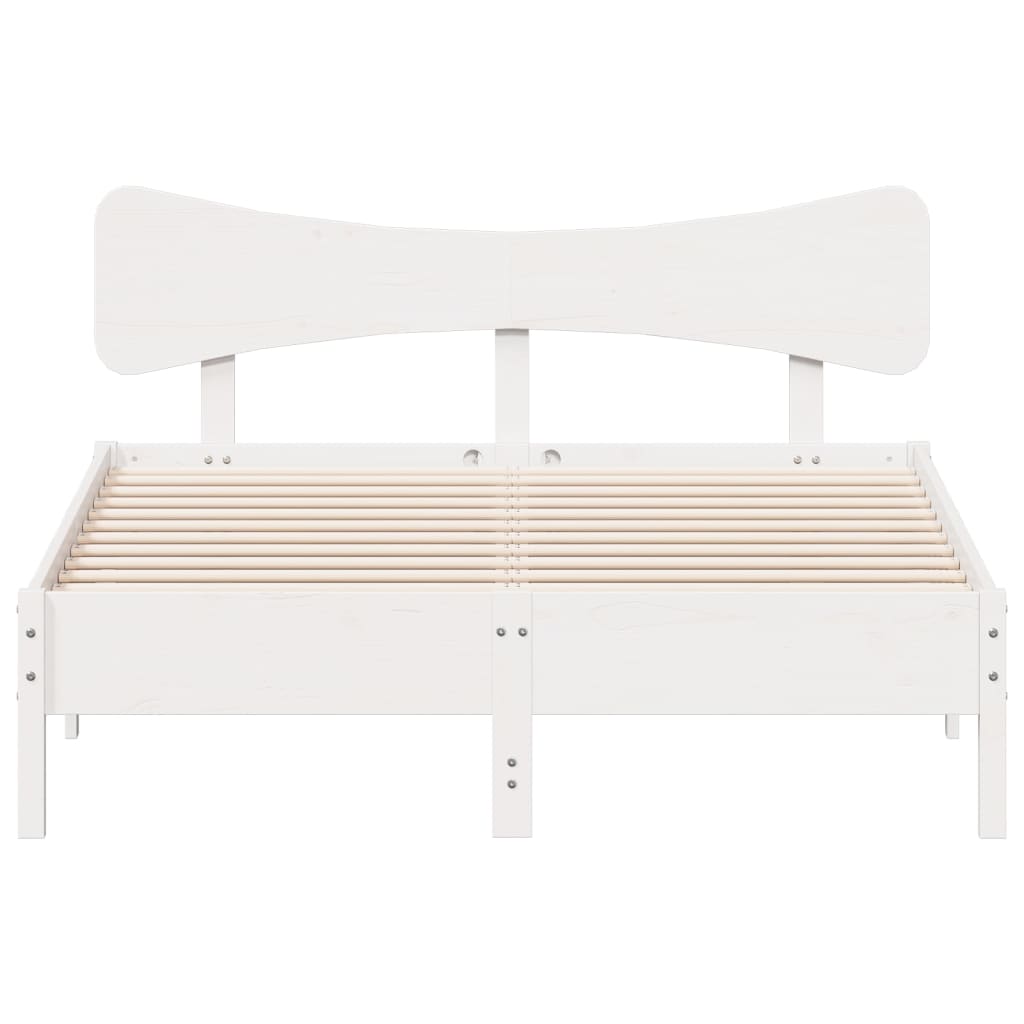 Cama sem colchão 135x190 cm madeira de pinho maciça branco