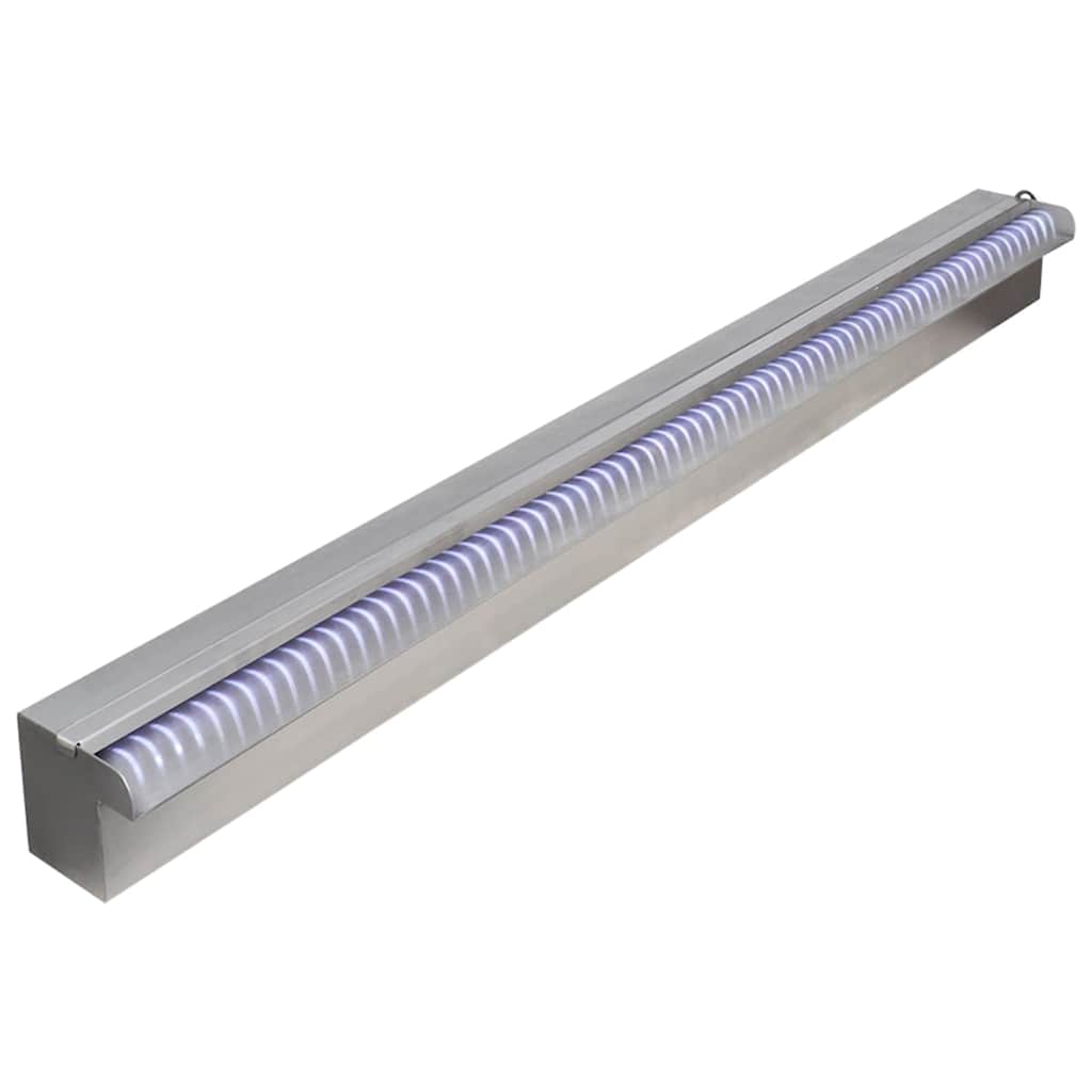 Fonte para piscina retangular com leds 90 cm aço inoxidável