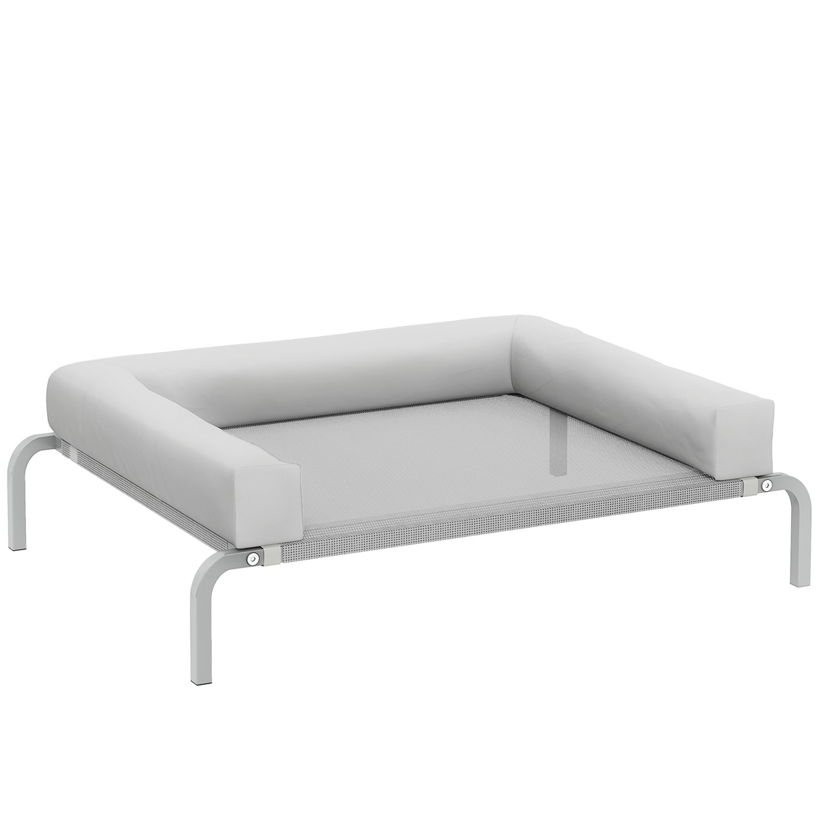 Cama elevada para cães com latertais amovíveis cama elevada para cães pequenos portátil com malha respirável 90x65x30 cm cinza
