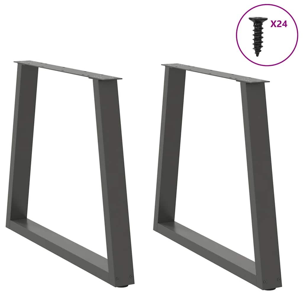 Pés para mesa de jantar em v 2 peças antracite 80x(72-73,3) cm aço