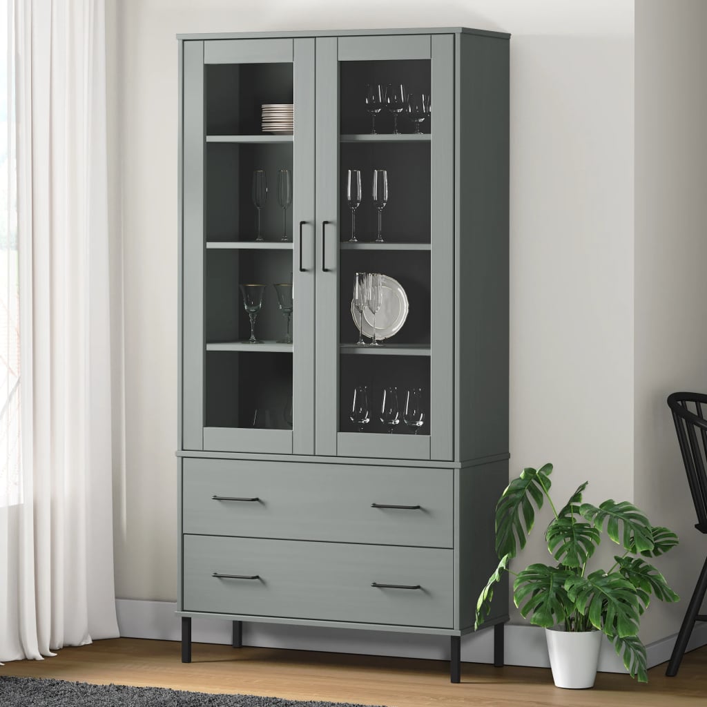 Estante c/ pernas metal 85x35x172,5 cm madeira oslo cinzento
