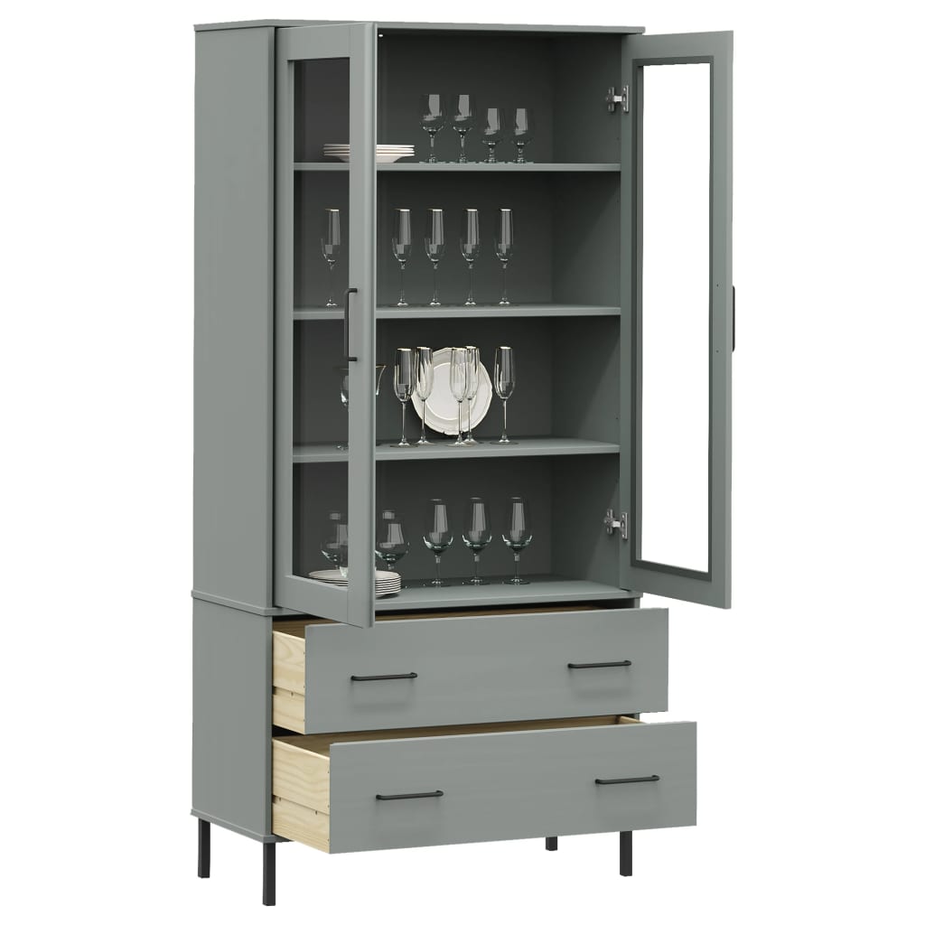 Estante c/ pernas metal 85x35x172,5 cm madeira oslo cinzento