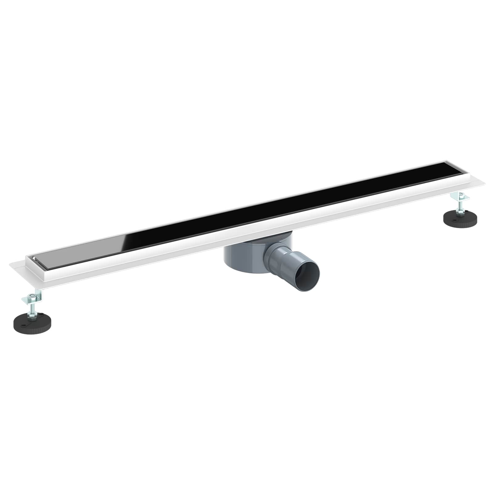 Ralo de chuveiro com tampa de vidro e sifão 360° preto 80 cm