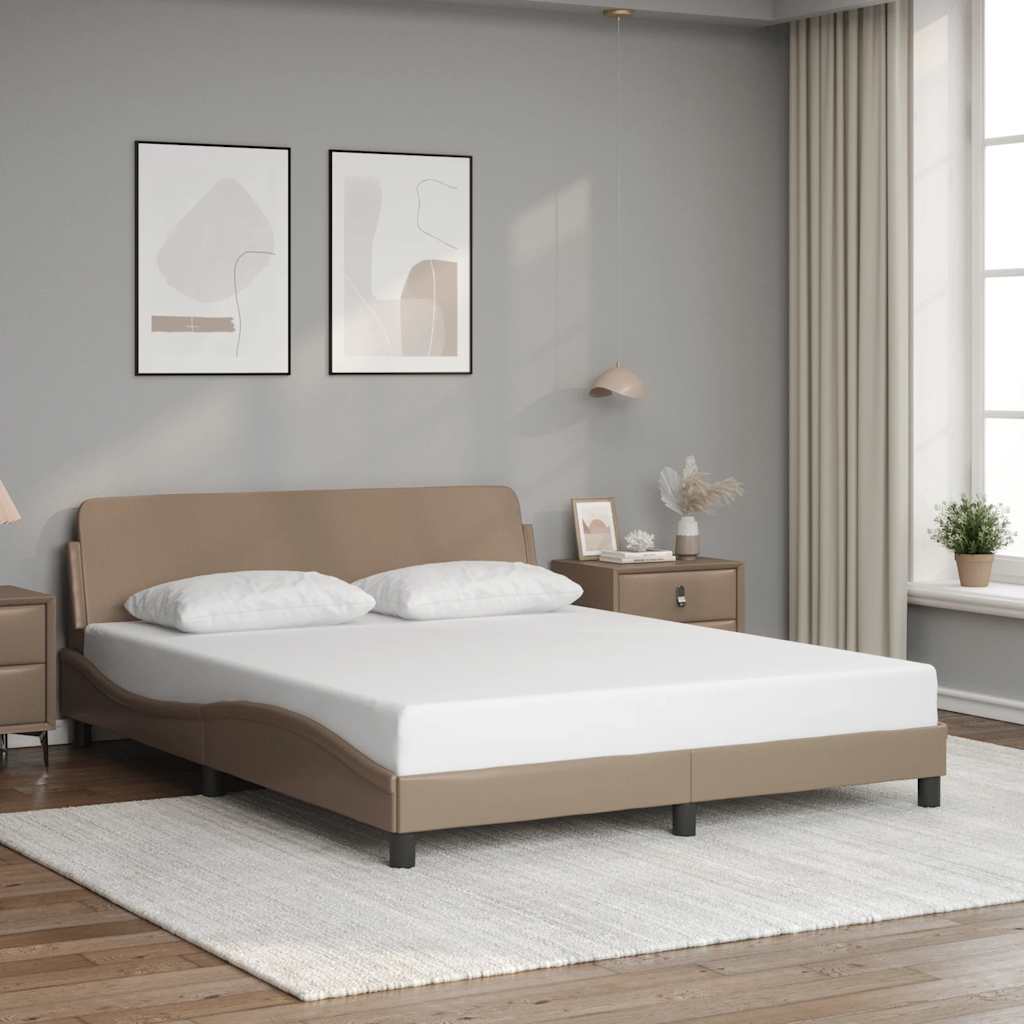 Estrutura de cama dover 160x200 cm couro artificial cappuccino