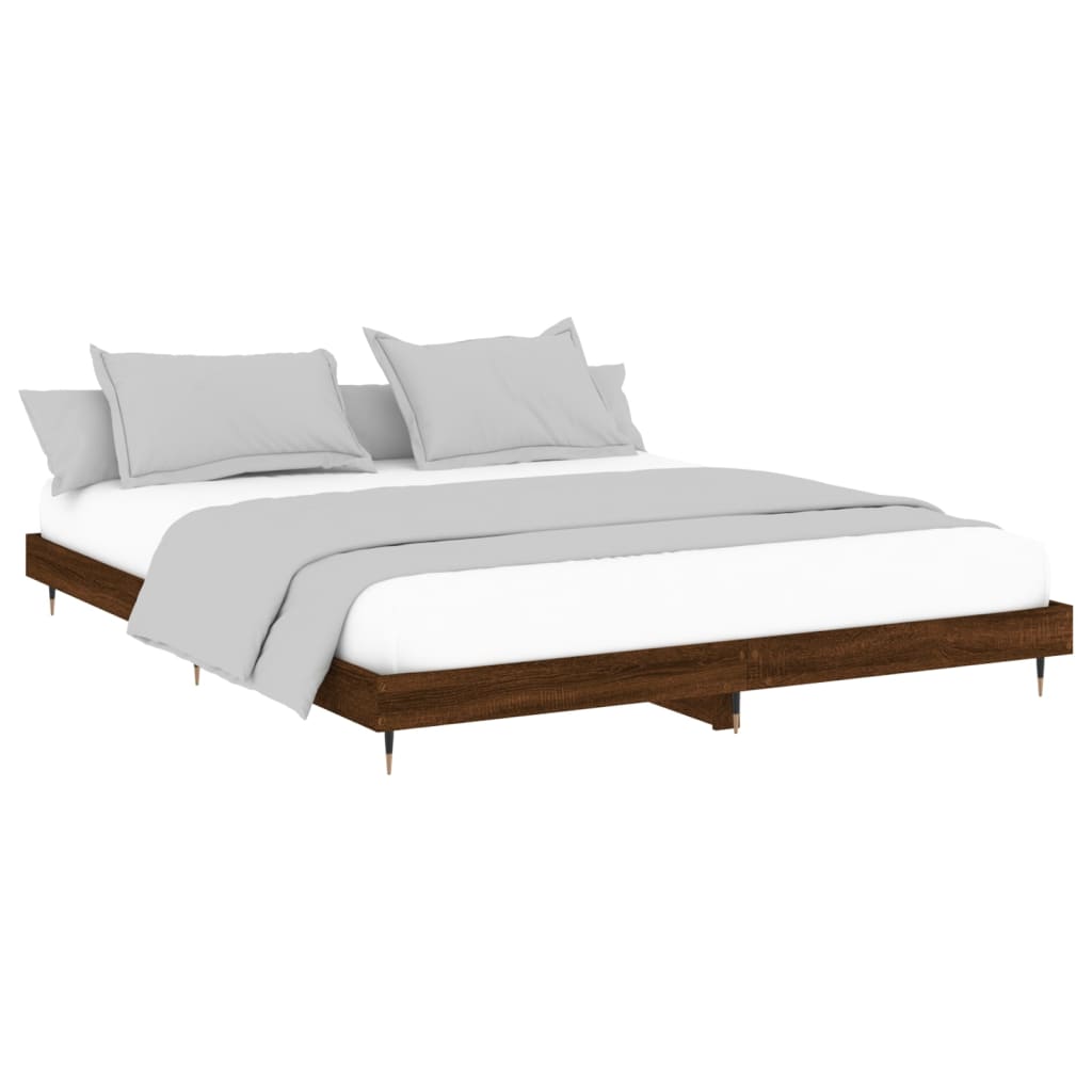 Estrutura cama sem colchão 200x200 cm carvalho castanho