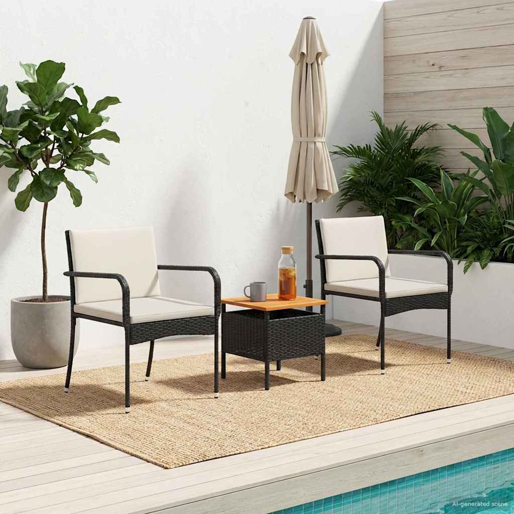 Conjunto para jardim preto vime PE