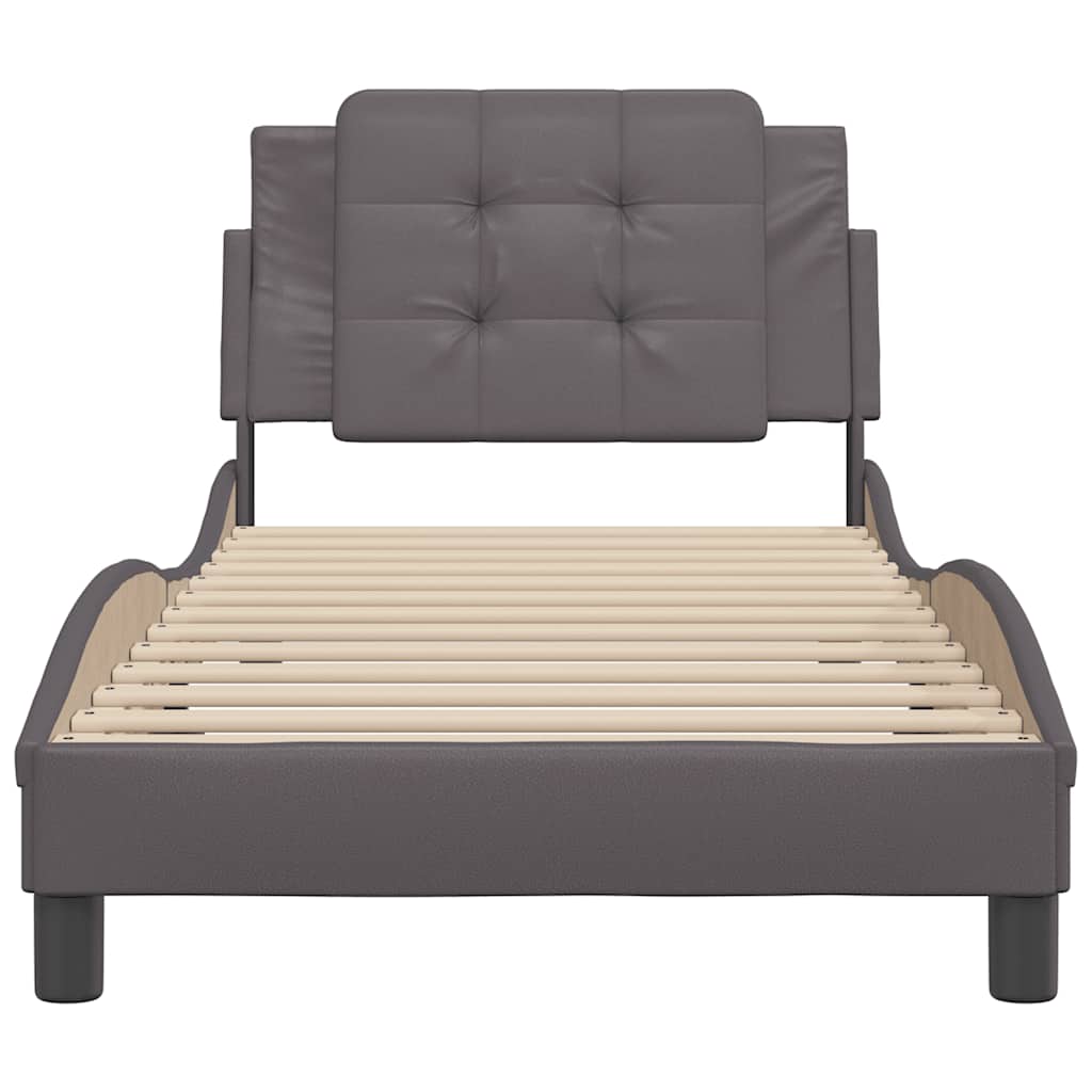 Estrutura de cama sem colchão zadar couro artificial 80x200 cm cinzento