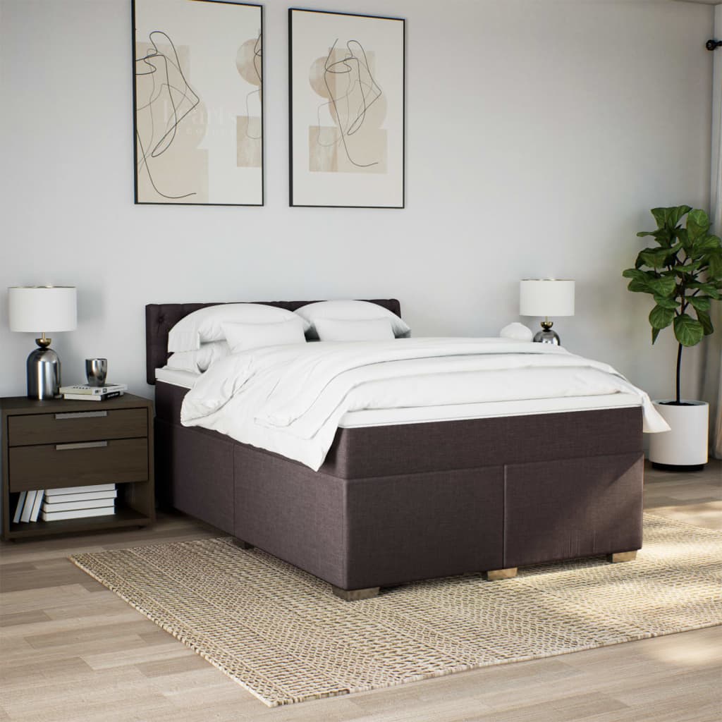 Cama com molas/colchão 140x200 cm tecido castanho-escuro