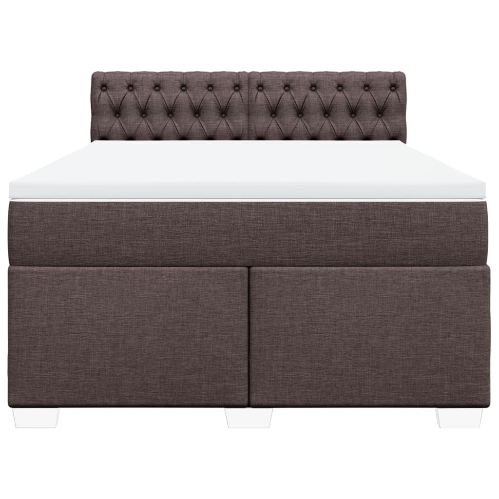 Cama com molas/colchão 140x200 cm tecido castanho-escuro