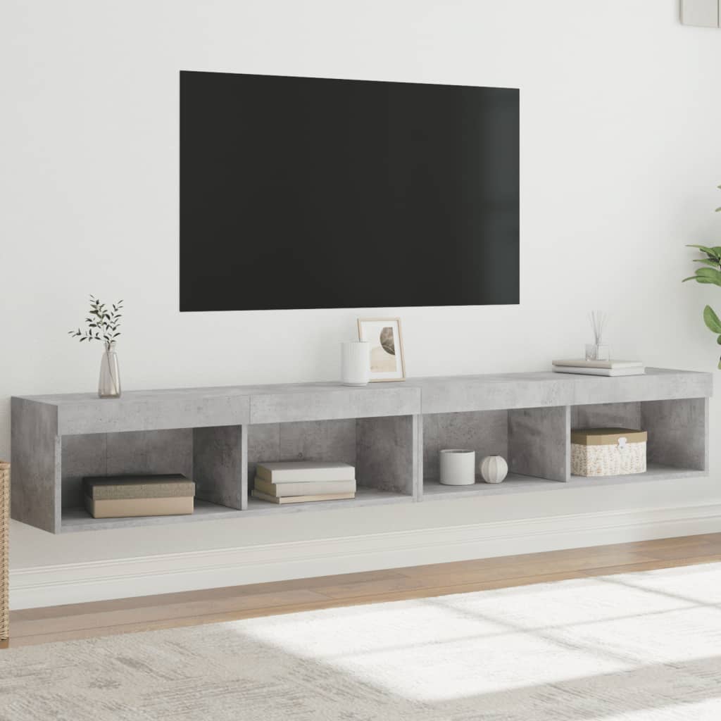 Móveis de TV com luzes LED 2 pcs 100x30x30 cm cinzento cimento