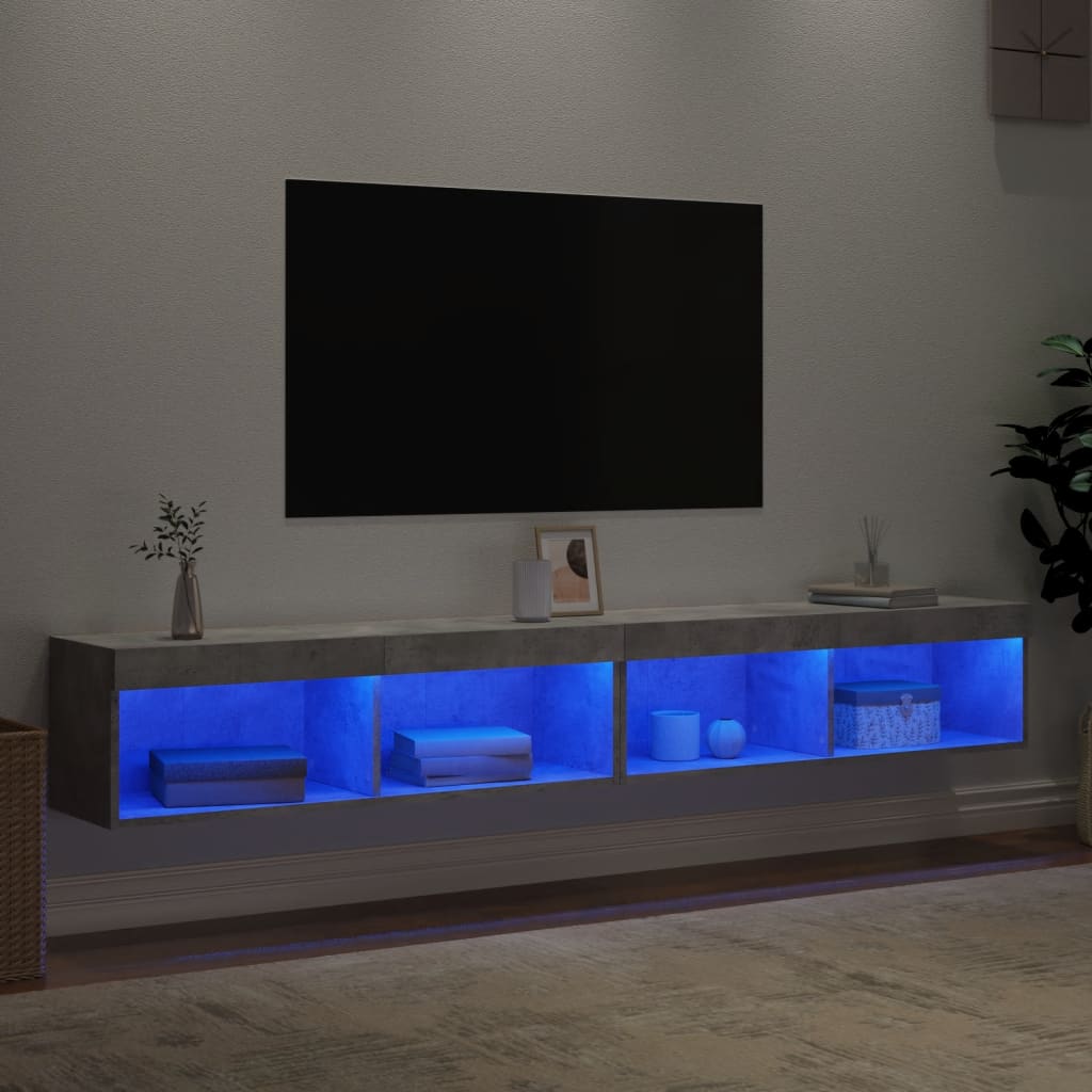 Móveis de TV com luzes LED 2 pcs 100x30x30 cm cinzento cimento