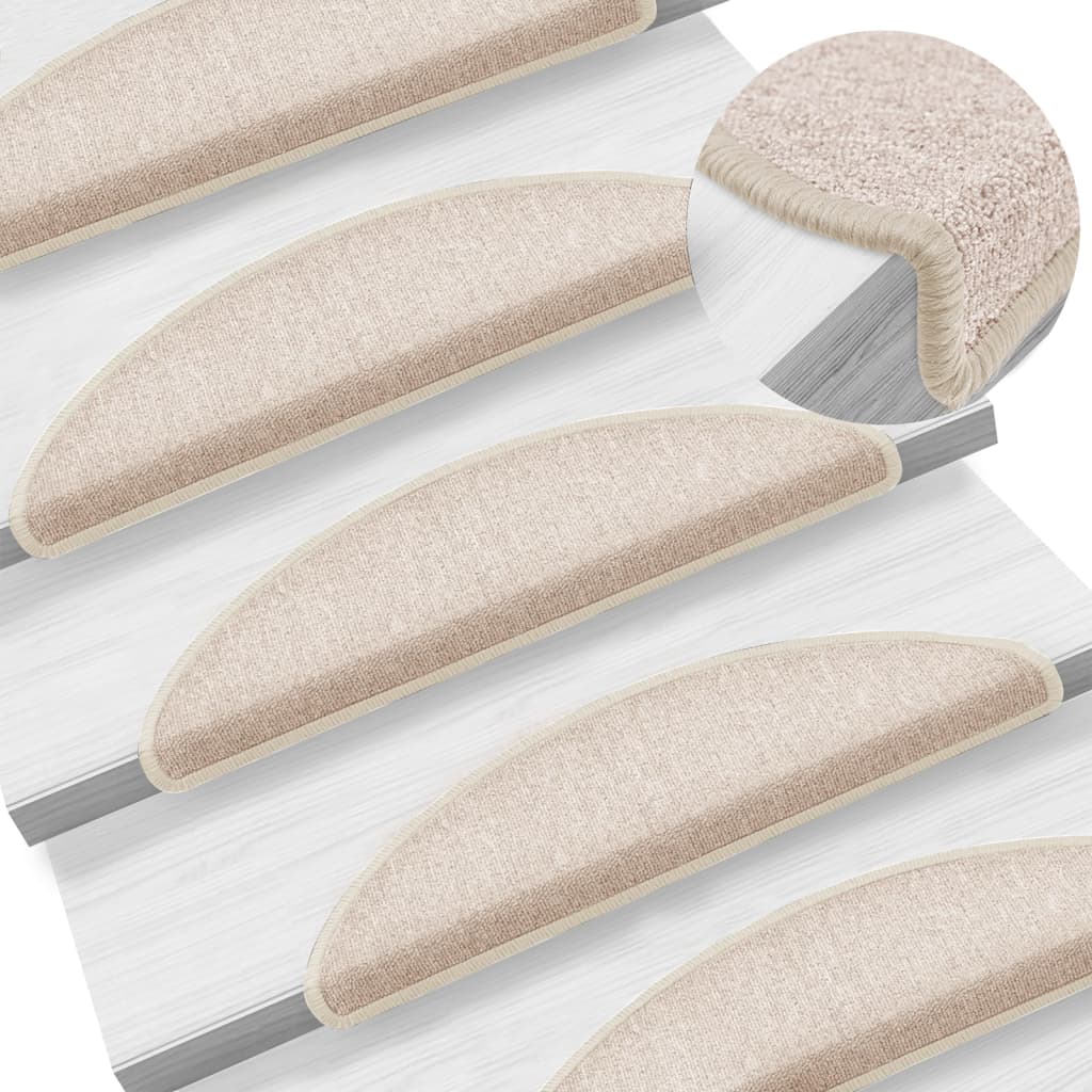 Tapetes de escada 10 peças 56x17x3 cm cinza-claro semicircular