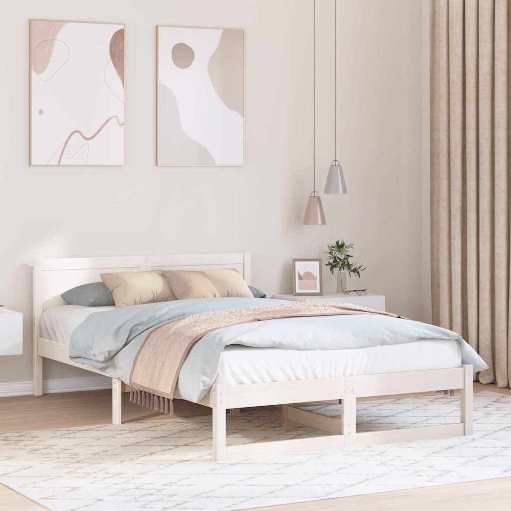 Estrutura da cama com cabeceira branco 120 x 190 cm