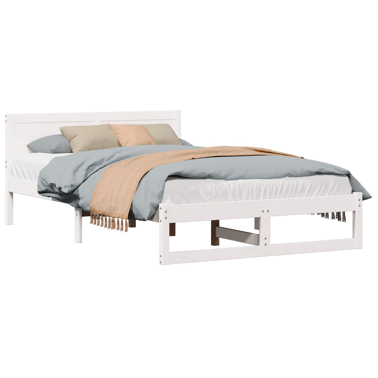 Estrutura da cama com cabeceira branco 120 x 190 cm