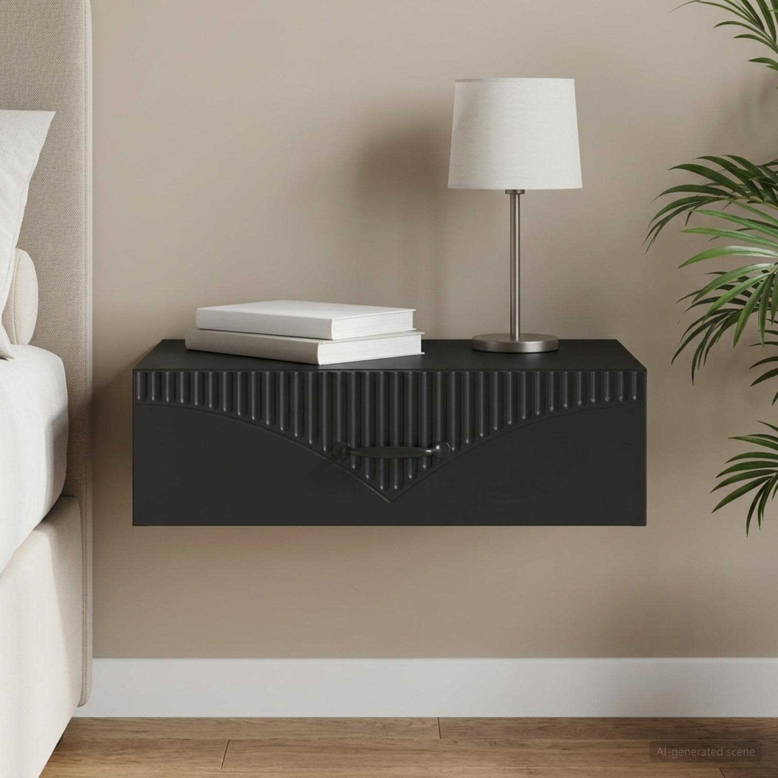 Mesa lateral de parede preto 59 x 34,5 x 17 cm