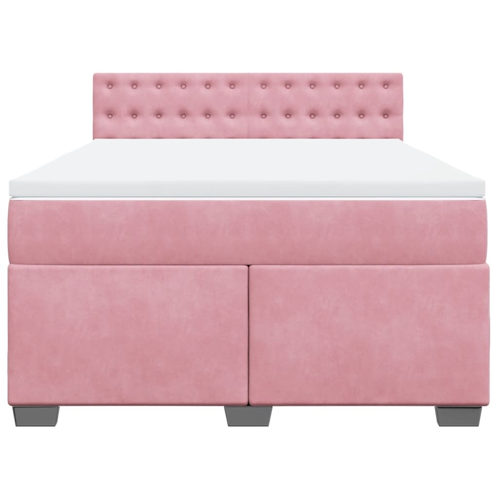 Cama com molas/colchão 160x200 cm veludo rosa