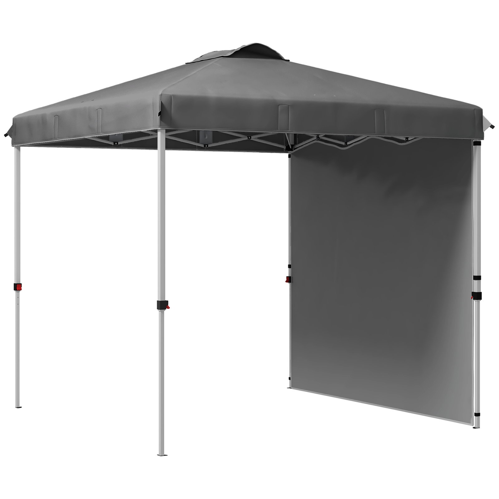 Tenda dobrável 2,5x2,5 m tenda de jardim com 1 parede lateral altura ajustável para campismo festas cinza escuro