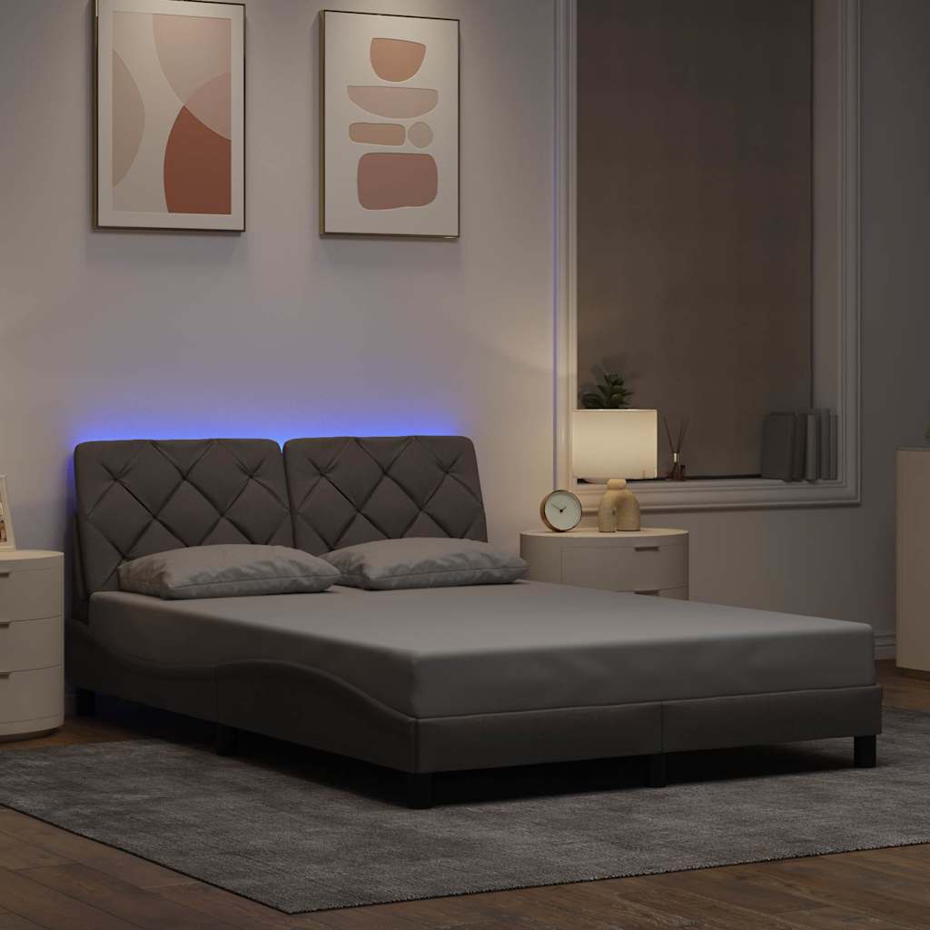 Estrutura de cama com LED sem colchão 140x190 cm tecido