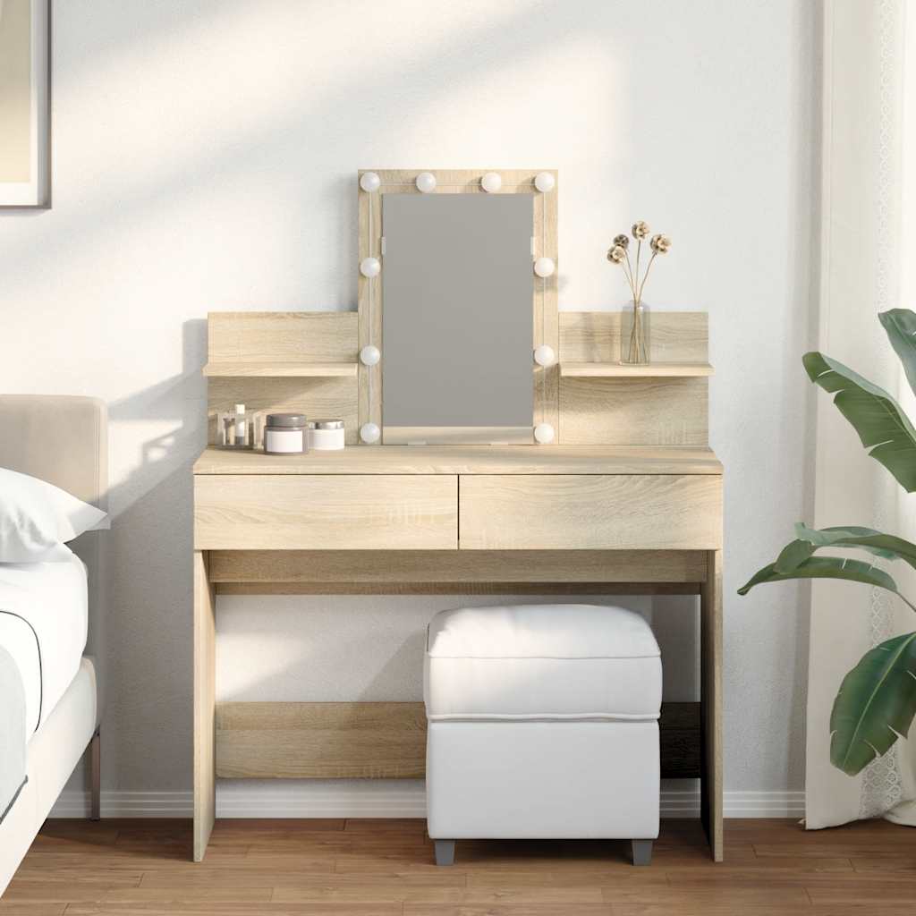 Toucador com leds 100x40x130 cm carvalho sonoma
