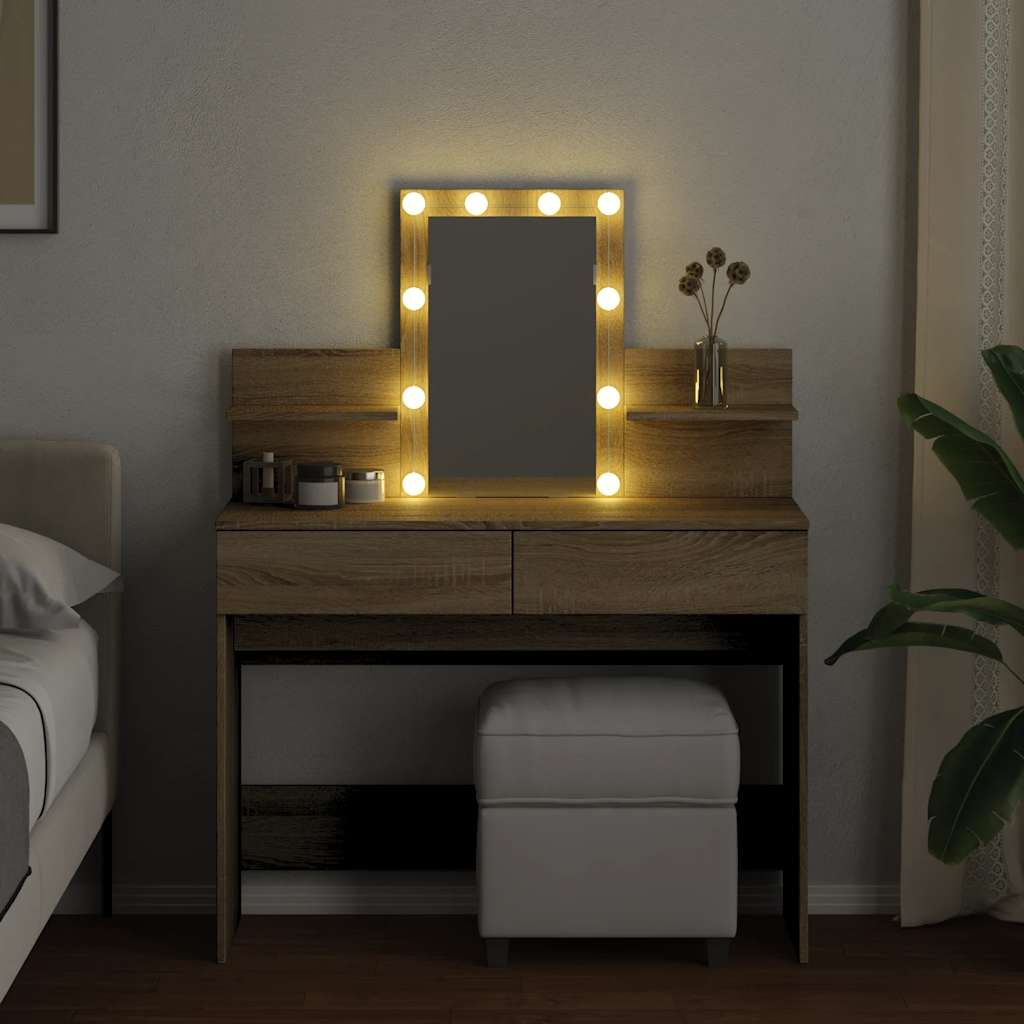 Toucador com leds 100x40x130 cm carvalho sonoma